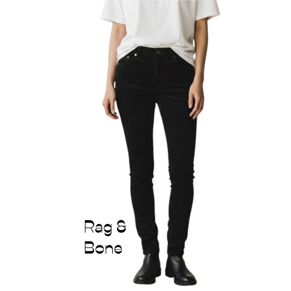 Rag & Bone Black Velvet Slim Skinny Jeans NWOT Size 28